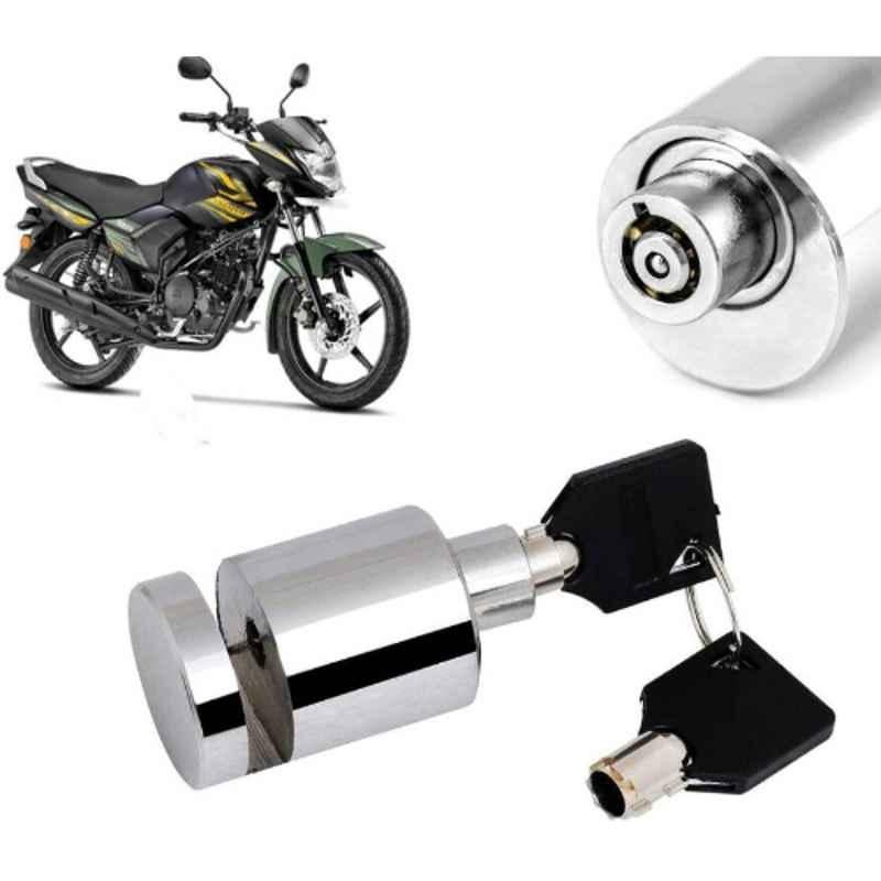 Auto Pearl Stainless Steel Silver Heavy Duty Anti Theft Motorcycle Disc Brake Lock, Lock_529