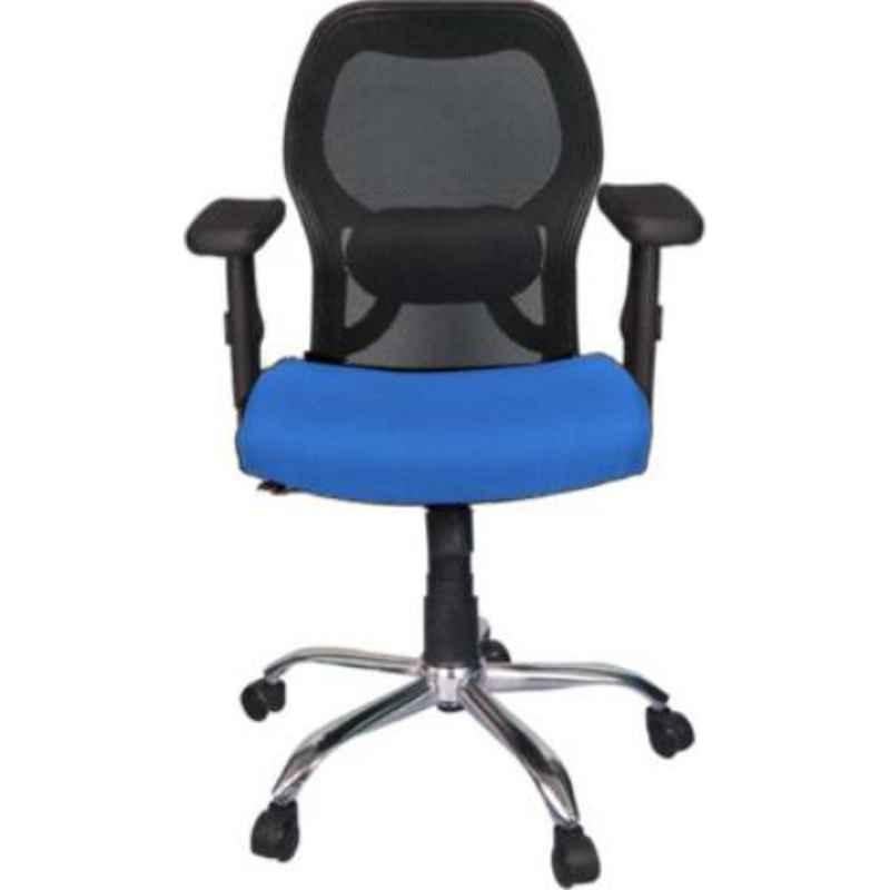Rajpura Matrix Medium Back Black & Blue Adjustable Arms Revolving Office Executive Chair, RSE102-Black & Blue