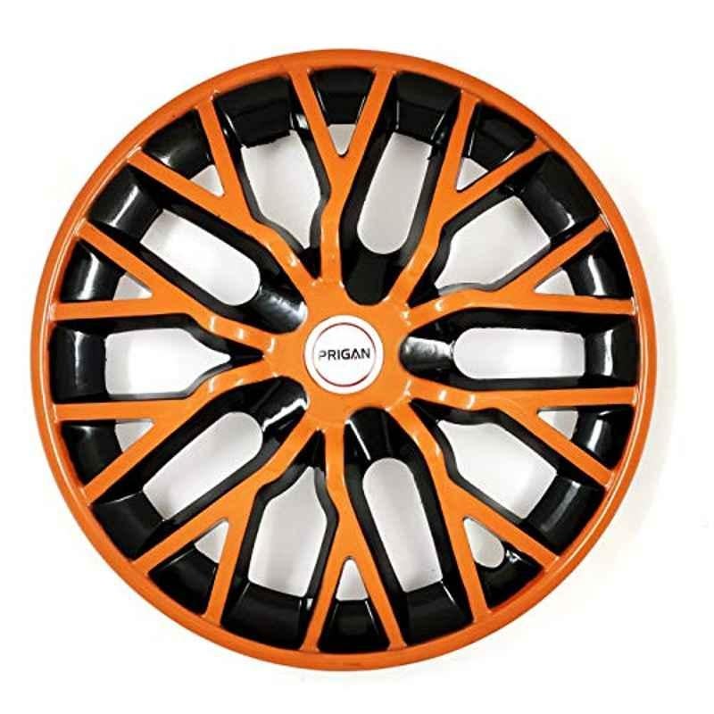 Prigan 4 Pcs 14 inch Black & Orange Press Fitting Wheel Cover Set for Maruti Suzuki Swift Dzire
