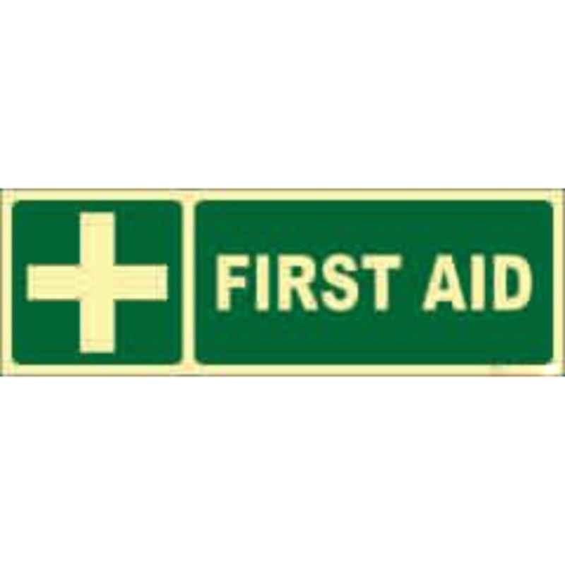 Telly Safety 4x12 inch Vinyl First AID Emergency Safety Sign Board