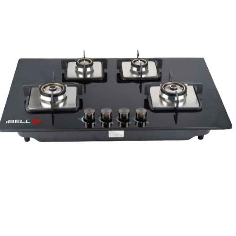 iBELL Black 4 Brass Burners Automatic Ignition Gas Hob, IBL4H555GH