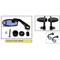 Meenu Arts Handle Bar End Side Mirror Rear View Ovel Mirror for Suzuki Heat (Set of 2)
