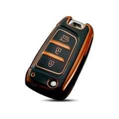 Flymaster Thermoplastic Polyurethane Black TPU Car Key Cover, BLACK-TPURKE-11