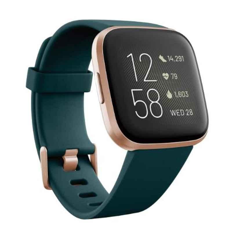 Fitbit Versa 2 Silicone Green Strap Smart Watch, FB507RGPE