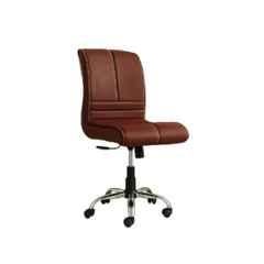 Newturn Maxson Leather Dark Brown Medium Back Armless Ergonomic Revolving Chair