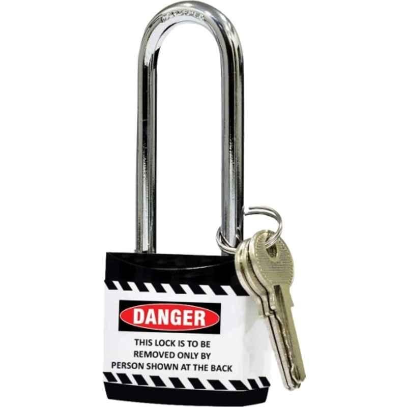 Asian Loto 2 Pcs Metal & Plastic Black Regular Shackle Jacket Padlock Set with 3 Keys, ALC-LPR
