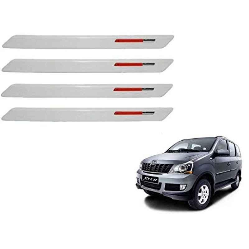 Kozdiko 4 Pcs White & Red Designer Car Bumper Protector Set for Mahindra Xylo, KOZ-65868