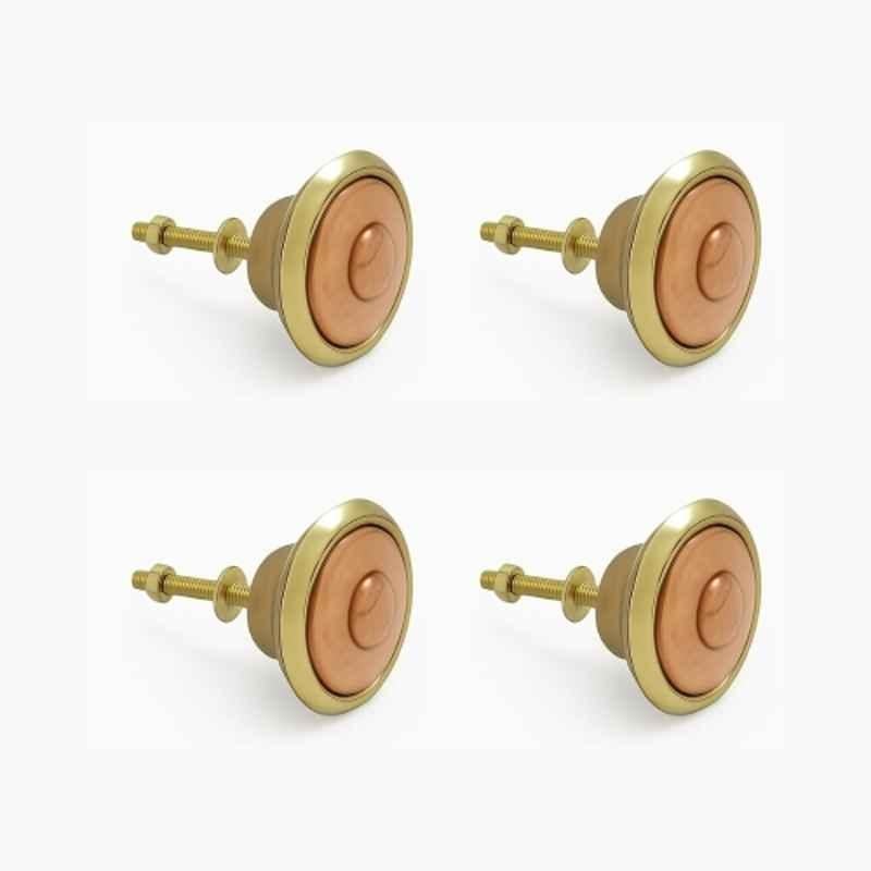 Mix & Match Duo 40mm Brass Gold & Pastel Handcrafted Cabinet Knobs for Wardrobe, Drawer & Cupboard (Pack of 4)