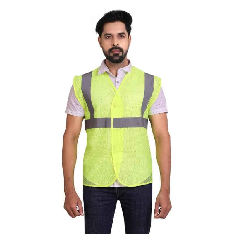 ReflectoSafe Spark High Visibility Reflective Adjustable Green Polyester Safety Jacket, Size: L (Pack of 5)
