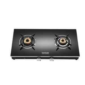 Hindware Emineo 2B Glass Top Cooktop with 2 Brass Burner & Manual Ignition, CT 100223