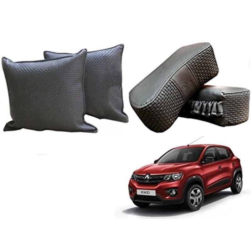 Kozdiko One Pair Grey Neck Rest & One Pair Cushion Combo for Renault Kwid