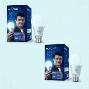 Magik Maximo Plus 9W 3000K B22 Cool White LED Bulb (Pack of 2), LUMAP009C4144E2