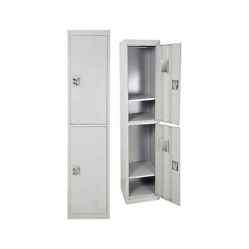 180x45x38mm 2 Doors Lock Stainless Steel Grey Storage Cabinet
