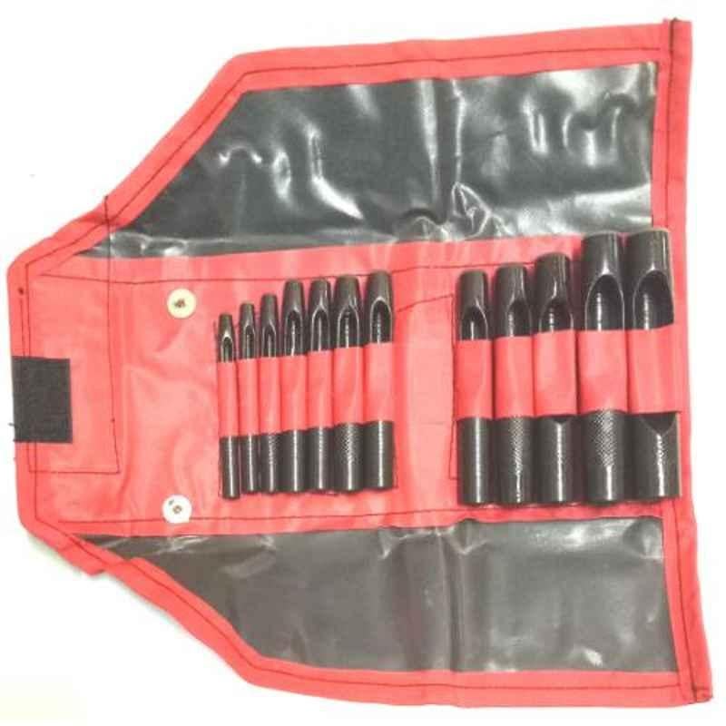 Lovely 12 Pcs Jet Leather Whole Punch Set Includes 4, 5, 6, 7, 8, 9, 10, 12, 14, 16, 18 & 20 No