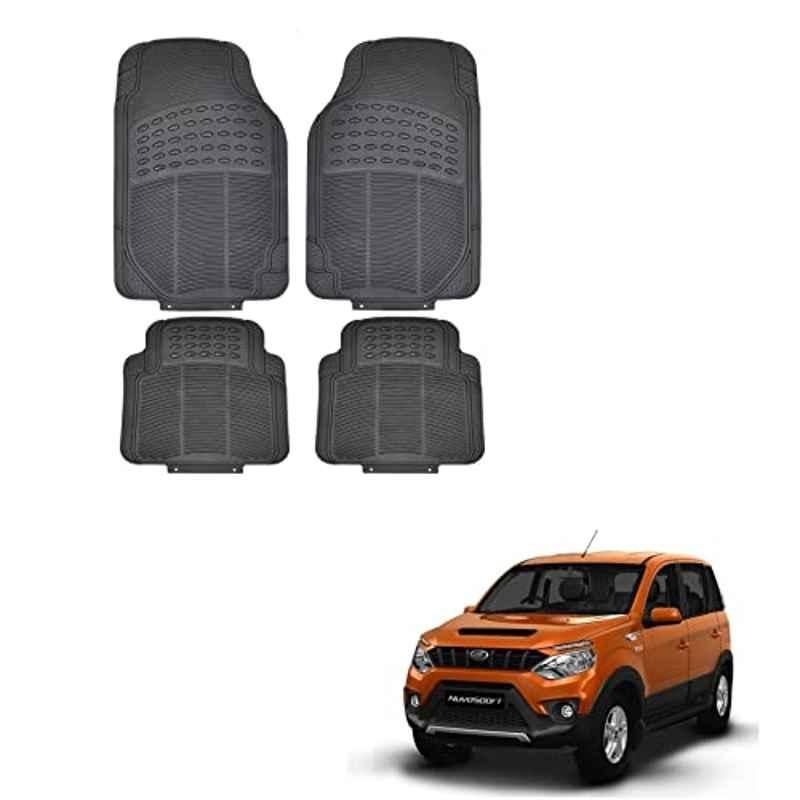 Kozdiko 4 Pcs Rubber Black Car Simple Floor Mat Set for Mahindra Nuvosport