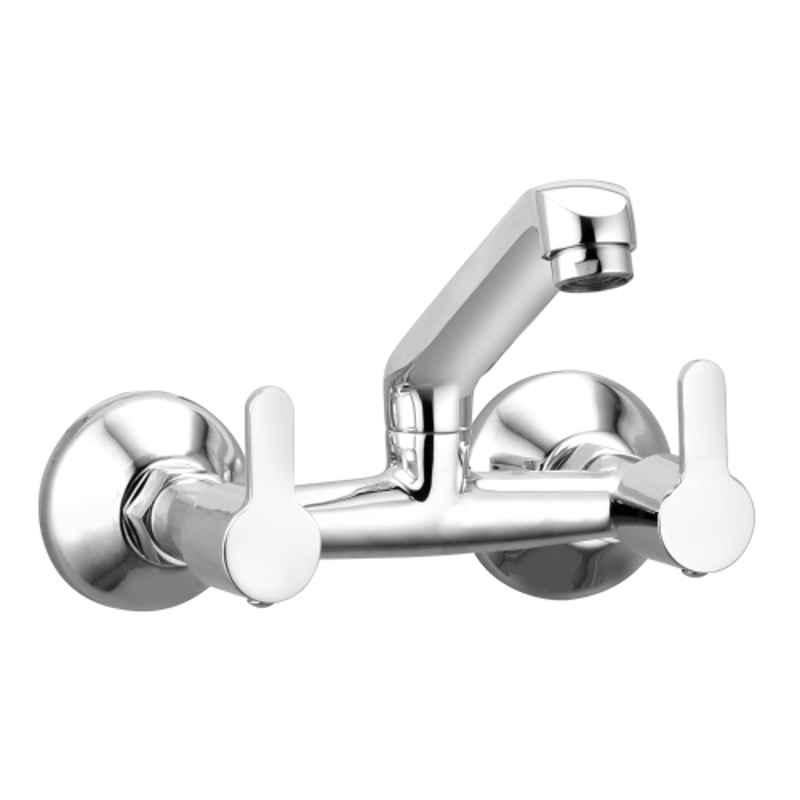 Cliquin Fusion Brass Silver Chrome Finish Wall Mount Sink Mixer