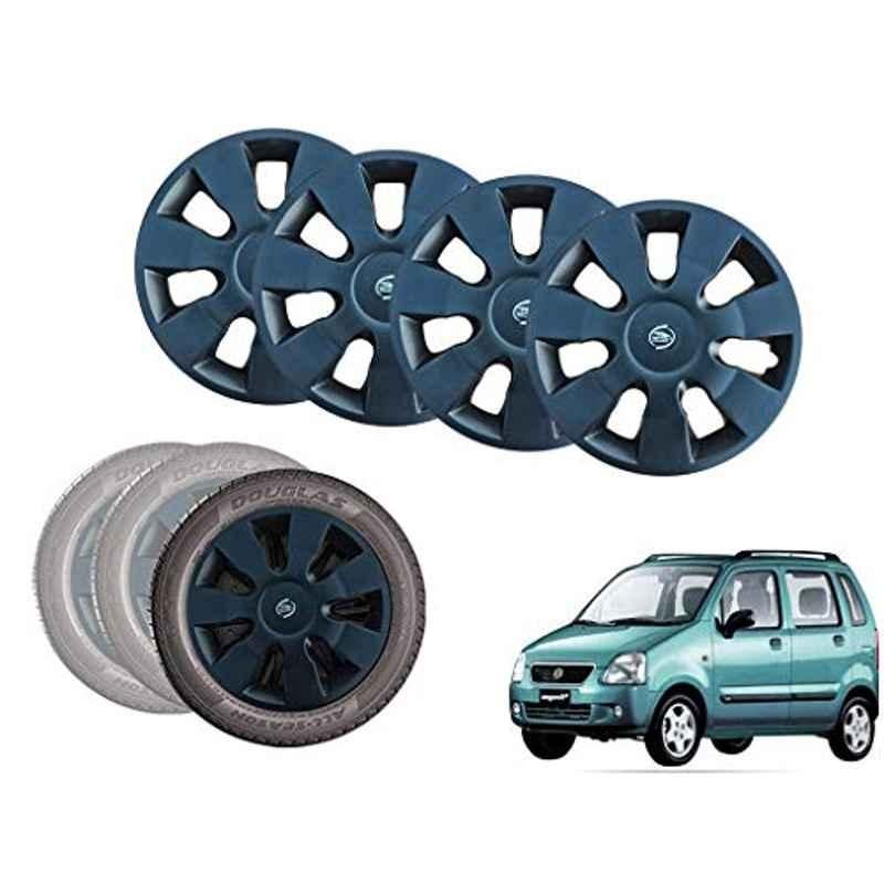 Auto Pearl 13 inch ABS Black Car Hubcap Wheel Cover with Retention Ring Set for Wagon R 2003