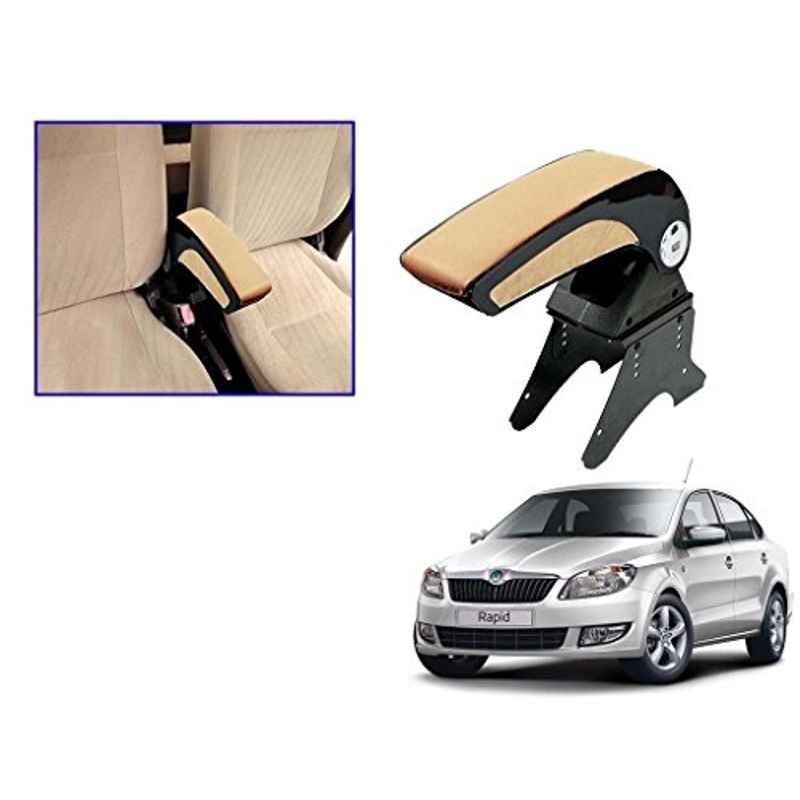 Kozdiko Beige Chrome Armrest for Skoda Rapid, koz_15111