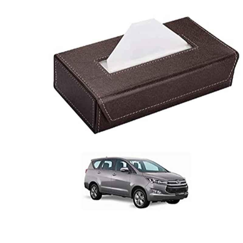 Kozdiko 100 Pulls PU Leather Brown Car Tissue Paper Box with 200 Sheets for Toyota Innova Crysta