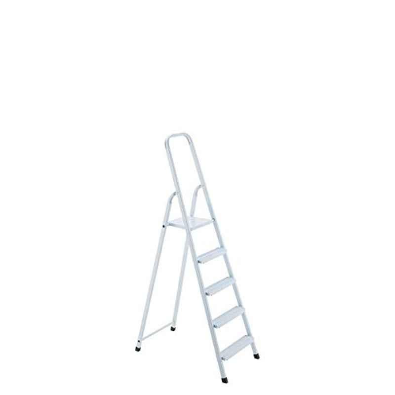5 Steps Steel Ladder-White