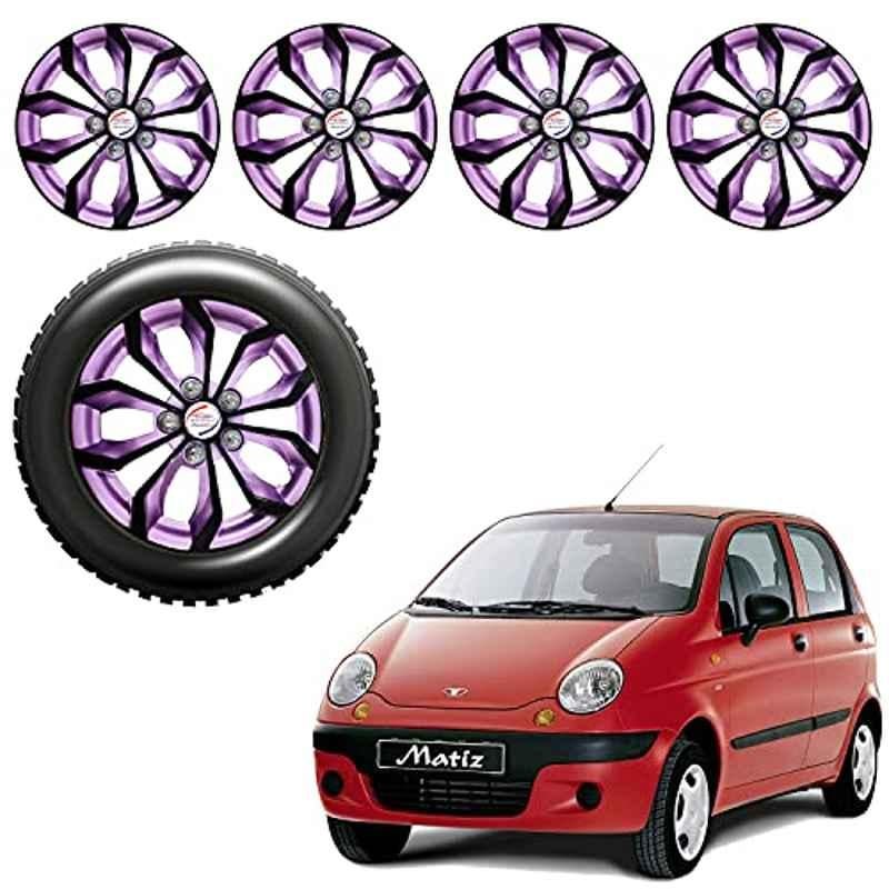 Auto Pearl 4 Pcs 13 inch ABS Black & Violet Car Wheel Cover Set for Daewoo Matiz