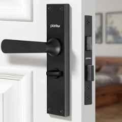 Plantex Stainless Steel Door Lock Bathroom Door Lock/Mortise 8inch Keyless Plate Handle Set for Home/Bathroom/Storeroom/Balcony/Office DTM-659, Z-Black