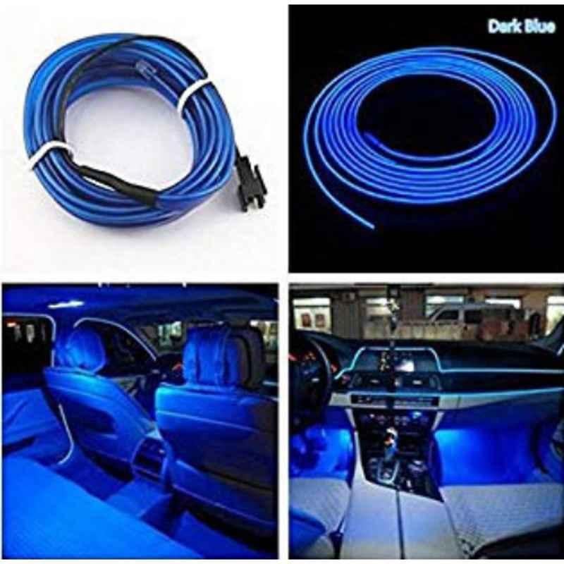 Kozdiko 12V 5m Blue Cold Light Car Socket Strip Neon Lamp Mood Creator Decor Interior Lighting Roll for Toyota Fortuner