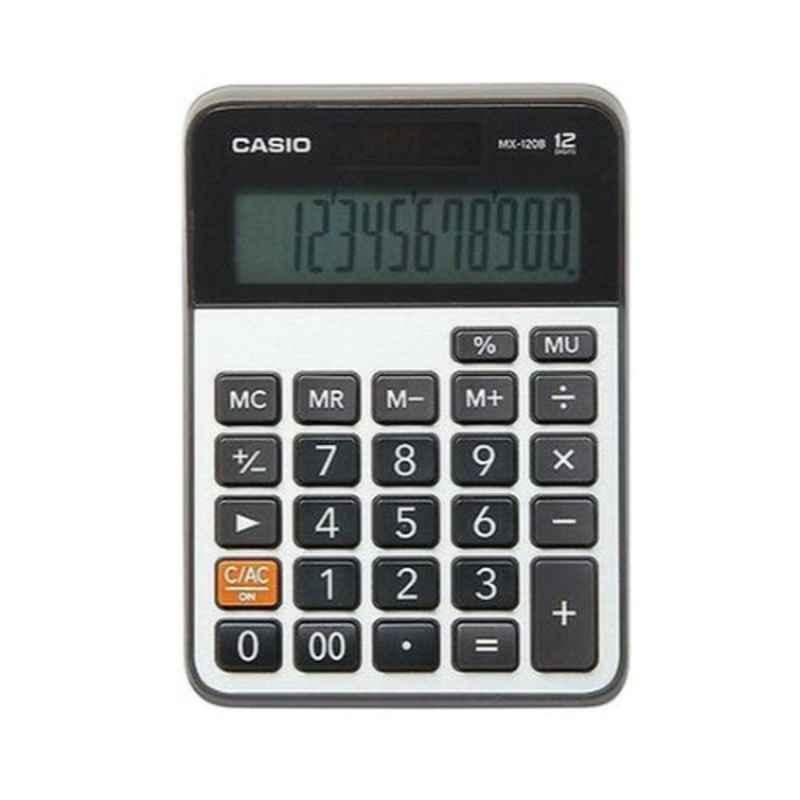 Casio MX120B 147x106.5x29mm Plastic Silver, Grey & Black 12 Digit Basic Calculator