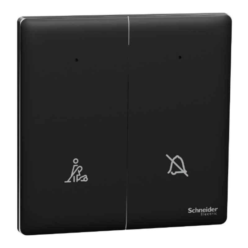 Schneider Electric Unica X 16A 250V 2 Gangs Jet Black Switch with DND & PCU Symbol, NUX32DMS_JB