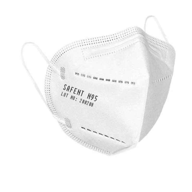 Safent N95 5 Layer Standard White Respirator Protective Face Mask with Nose Pin & Breathable Filtration, 1866 (Pack of 25)