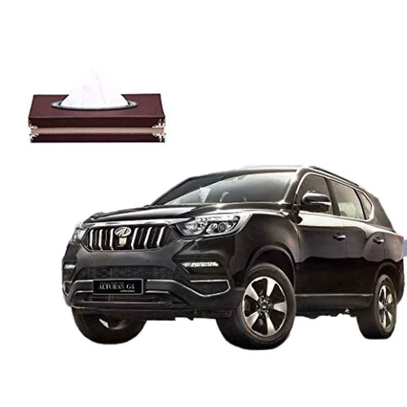 Kozdiko 100 Pulls PU Leather Brown Car Tissue Paper Box with 200 Sheets for Mahindra Alturas G4