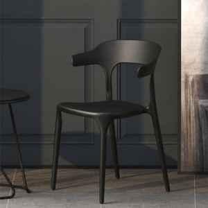 CELLBELL CurveX Plastic Black Armrest Chair (Pack of 4)