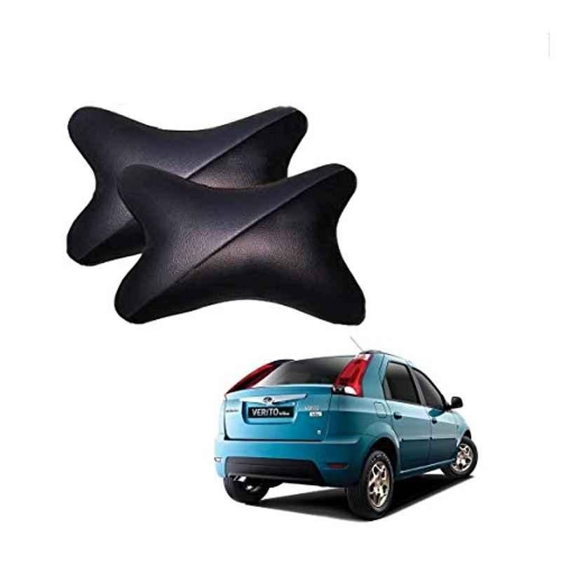 Kozdiko 2 Pcs Memory Foam Grey & Black Car Neck Rest Cushion Pillow Set for Mahindra Verito Vibe