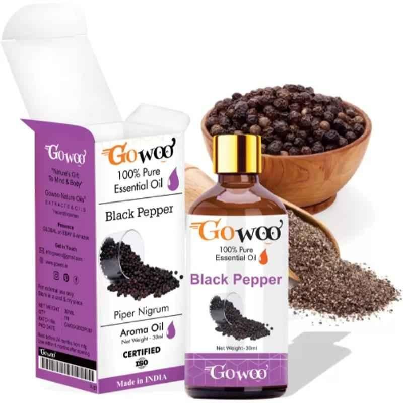 GoWoo 30ml Black Pepper Oil for Hair, Skin, Massage & Aromatherapy, GoWoo-P-63