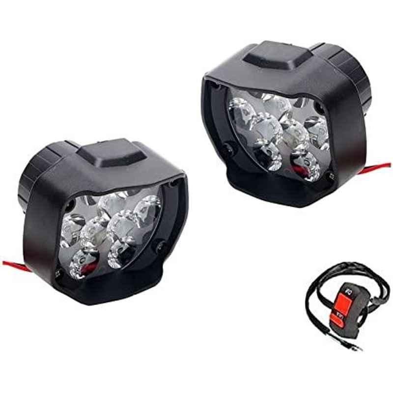 AOW LED Fog Light White Spot Beam Driving Lamp (18W Pack of 2) with Switch for TVS Apache RTR 250
