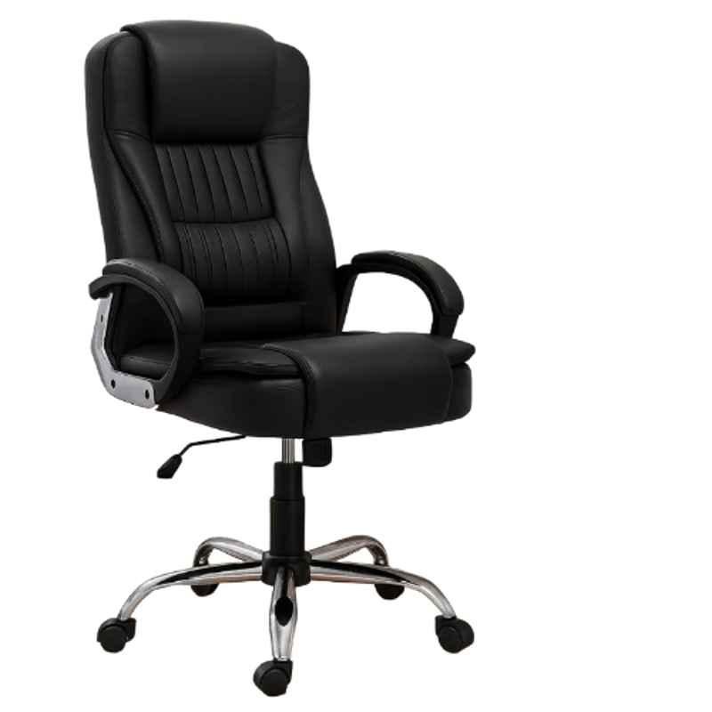 Newturn Dragon Leather Black High Back Ergonomic Revolving Chair