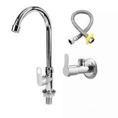 Fastgear 3 Pcs Stainless Steel Silver Chrome Finish Bathroom Faucet Set, FG1212
