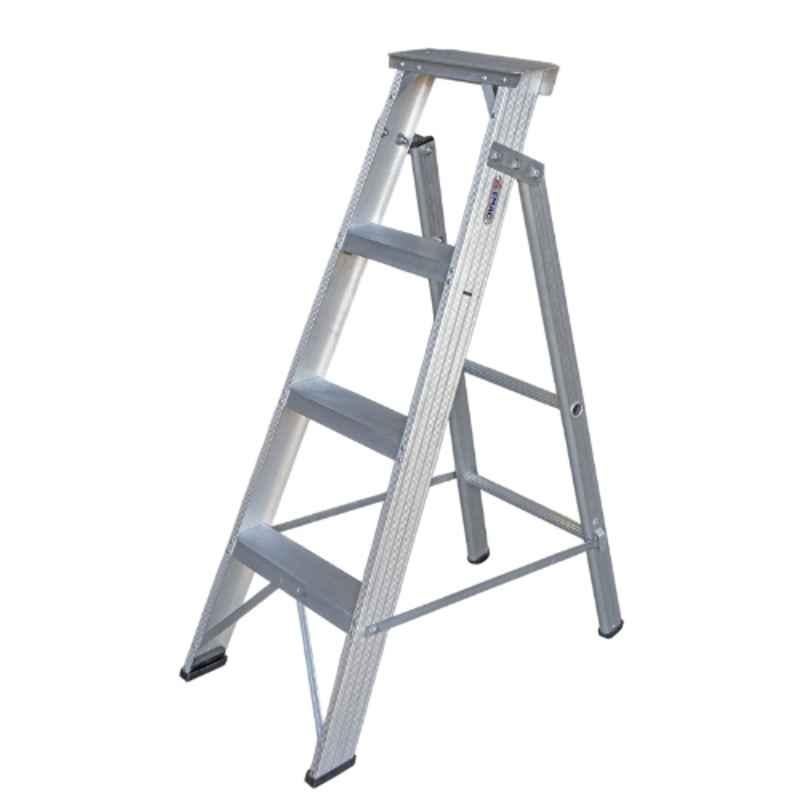 EMAC 4 Step Aluminium Silver Dual Purpose Anti Slip Folding Ladder, EDPL-4