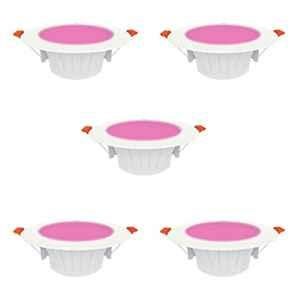 Fybros Silvio Plus 9W Aluminium Pink Round LED Ceiling Light, FLS5837E (Pack of 5)