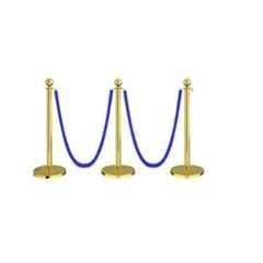Ladwa 3 Pcs Golden Finish Queue Manager with Blue Velvet 1.5m Rope, Barricade & Stanchions Set