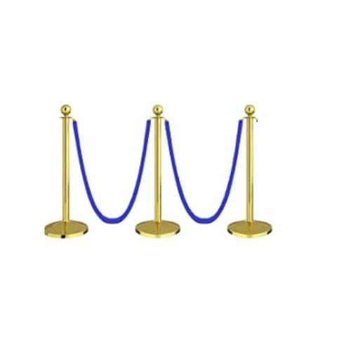 Buy Ladwa 3 Pcs Golden Finish Queue Manager with Blue Velvet 1.5m Rope