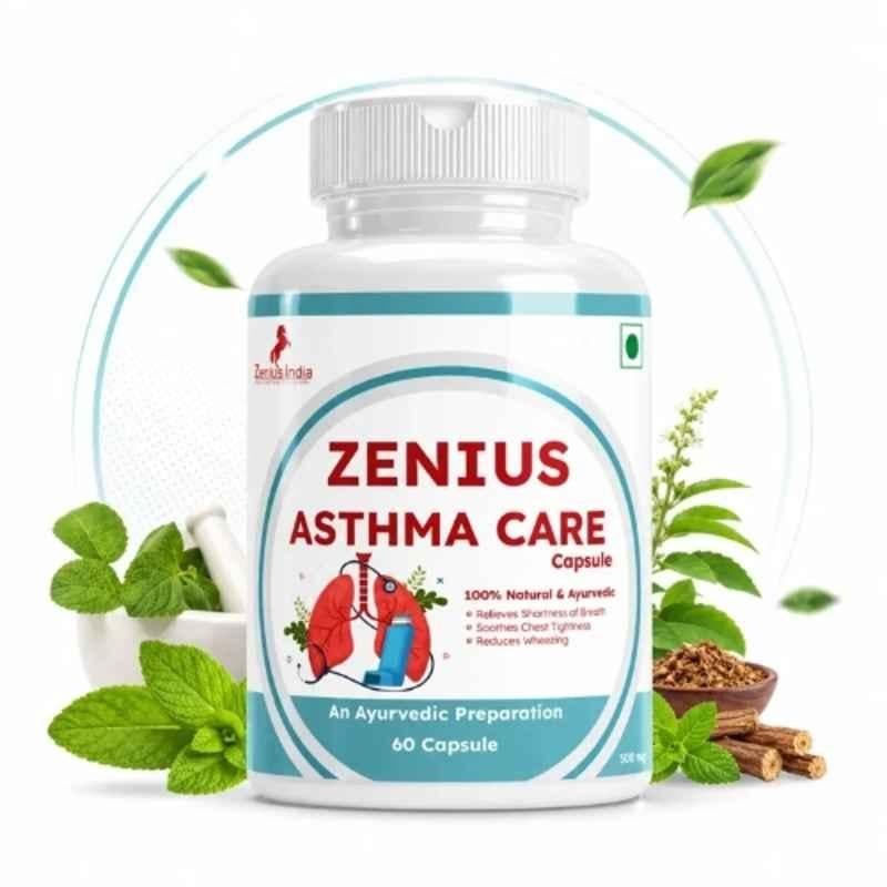 Zenius India 60 Pcs Asthma Care Capsule with Vasa, Tulsi, Mulethi, Shringi, Kapoor Kachri & Giloy for Respiratory Support