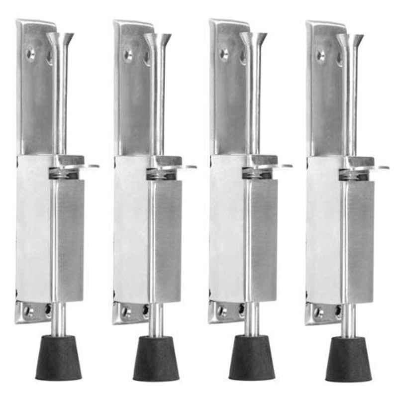 Nixnine Stainless Steel Foot Operated Floor Door Stopper with Rubber, SRNG_A-602_4PS (Pack of 4)