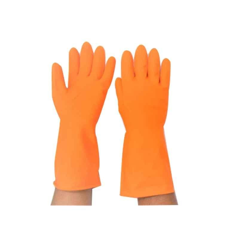 RPES 200g Orange Reusable Household Rubber Hand Gloves, (Pack of 24)
