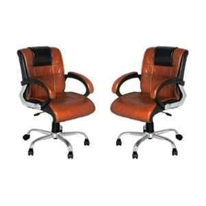 High Living Cynashore Leatherette Medium Back Brown Office Chair (Pack of 2)