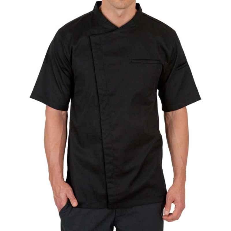 Superb Uniforms Polyester & Cotton Black Short Sleeves Traditional Fit Chef Coat, SUW/B/CC017, Size: 2XL