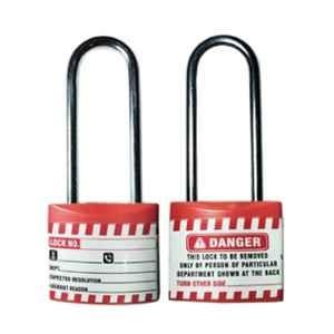 Lukko Safety 5mm ABS Red Regular Shackle Safety Lockout Padlockwith 3 Keys, LS-LC44