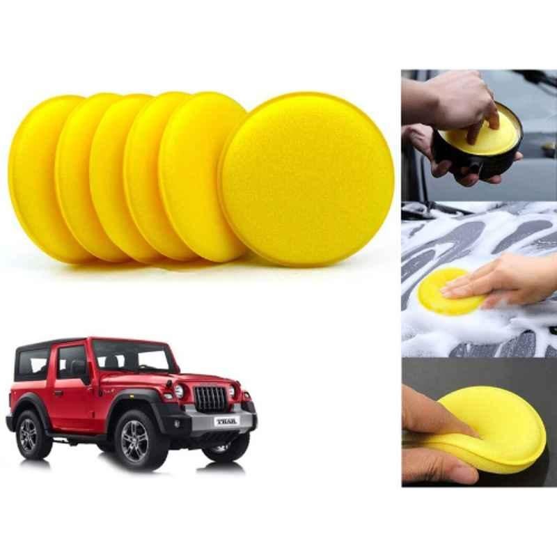 Auto Pearl Polyurethane Beige Washing & Waxing Polish Foam Sponge for Thar 2020 (Pack of 6)