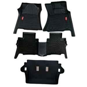Pruvu 4 Pcs TPE Black 3 Row Car Floor Mat Set for Manual & Automatic Toyota Fortuner Legender 2016, PRU-TFM 027