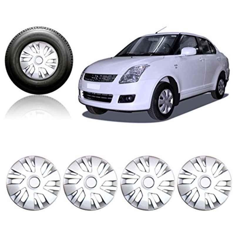 Auto Pearl 4 Pcs 14 inch ABS Silver Car Wheel Cover Set for Maruti Suzuki Swift Dzire Old